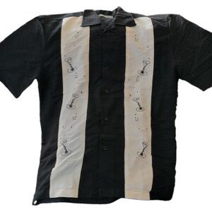 John Henry Men's S Short Sleeve Colorblock Embroidered Music Button Shirt disco